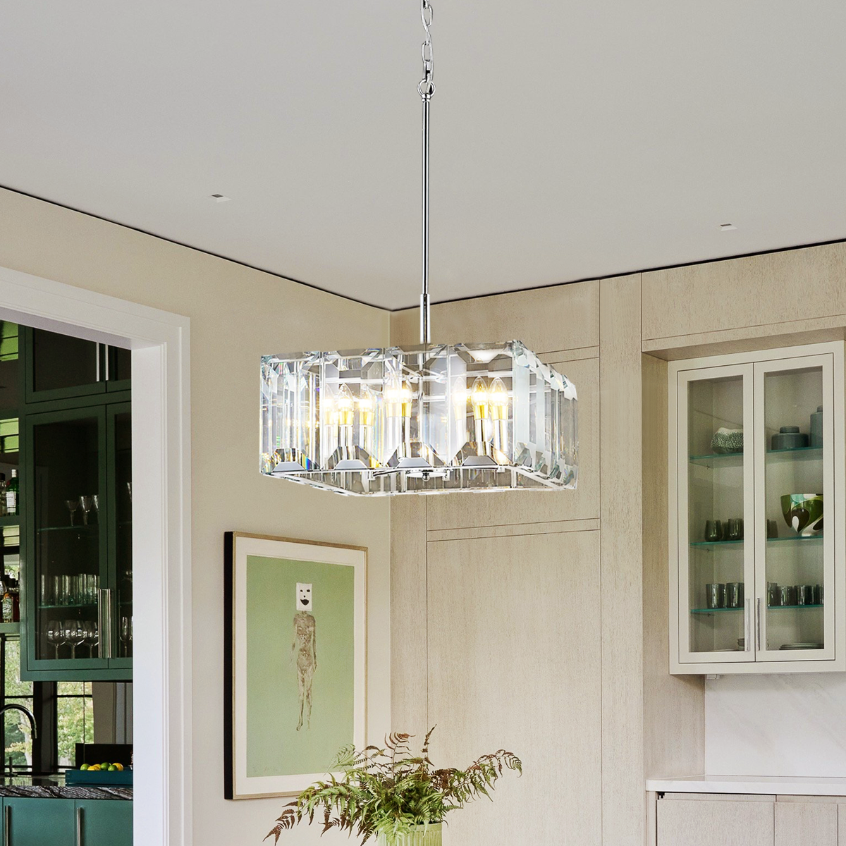 Tundra Cube Square Crystal 24" Chandelier