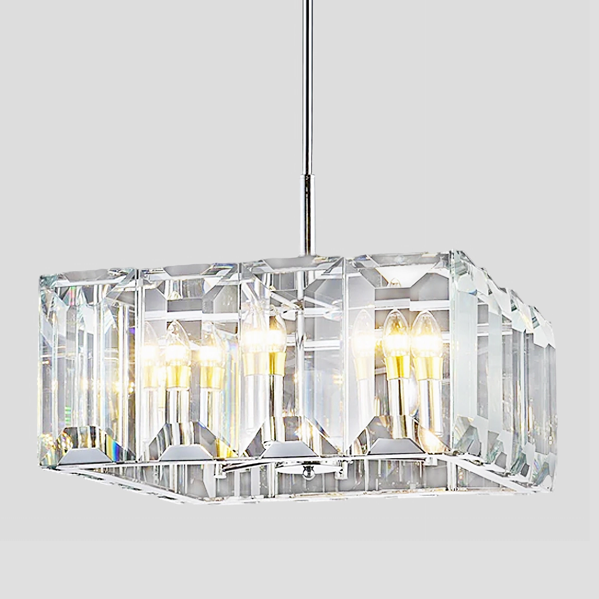 Tundra Cube Square Crystal 24" Chandelier