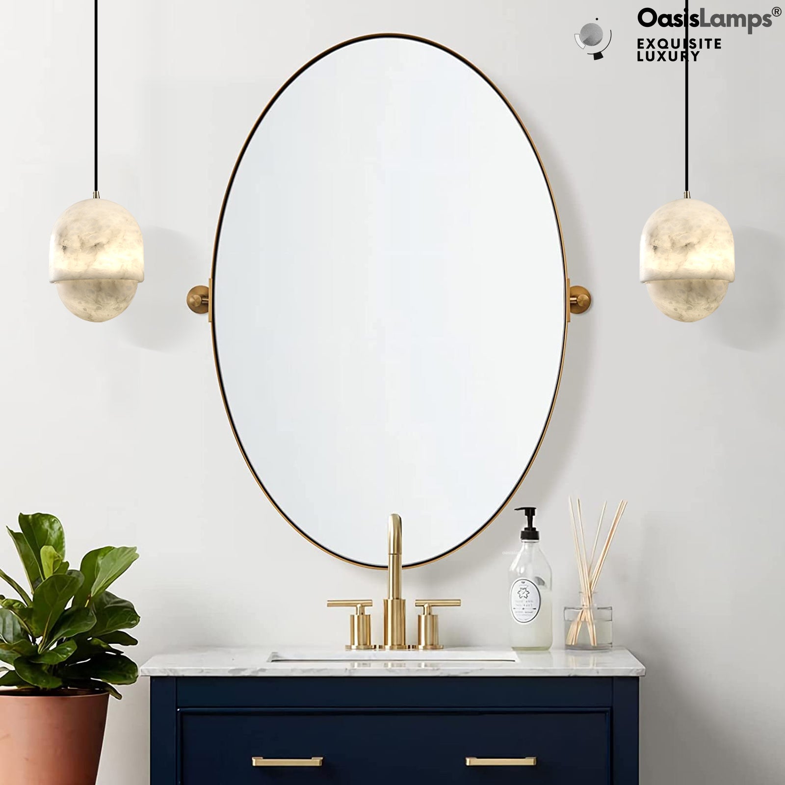 Hecate Alabaster Modern Pendant 6'' 7''D#color_brass