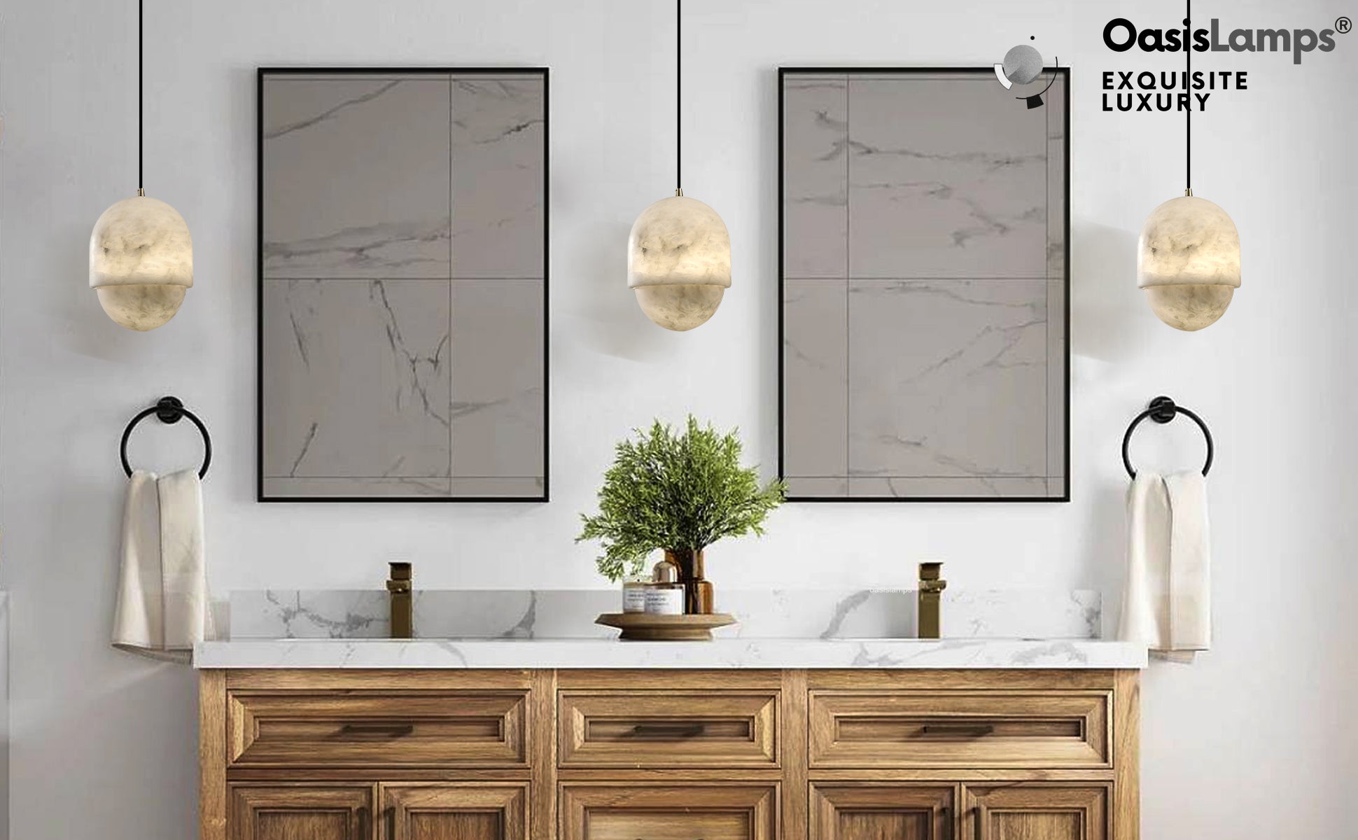 Hecate Alabaster Modern Pendant 6'' 7''D#color_brass