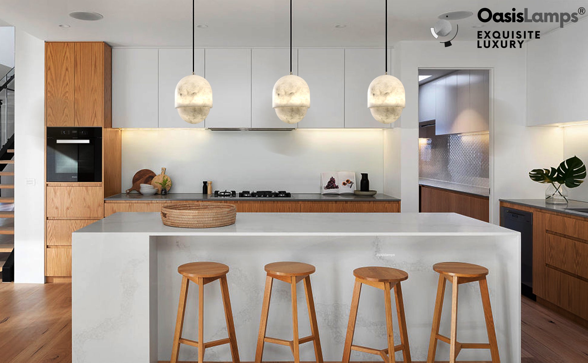 Hecate Alabaster Modern Pendant 6'' 7''D#color_brass