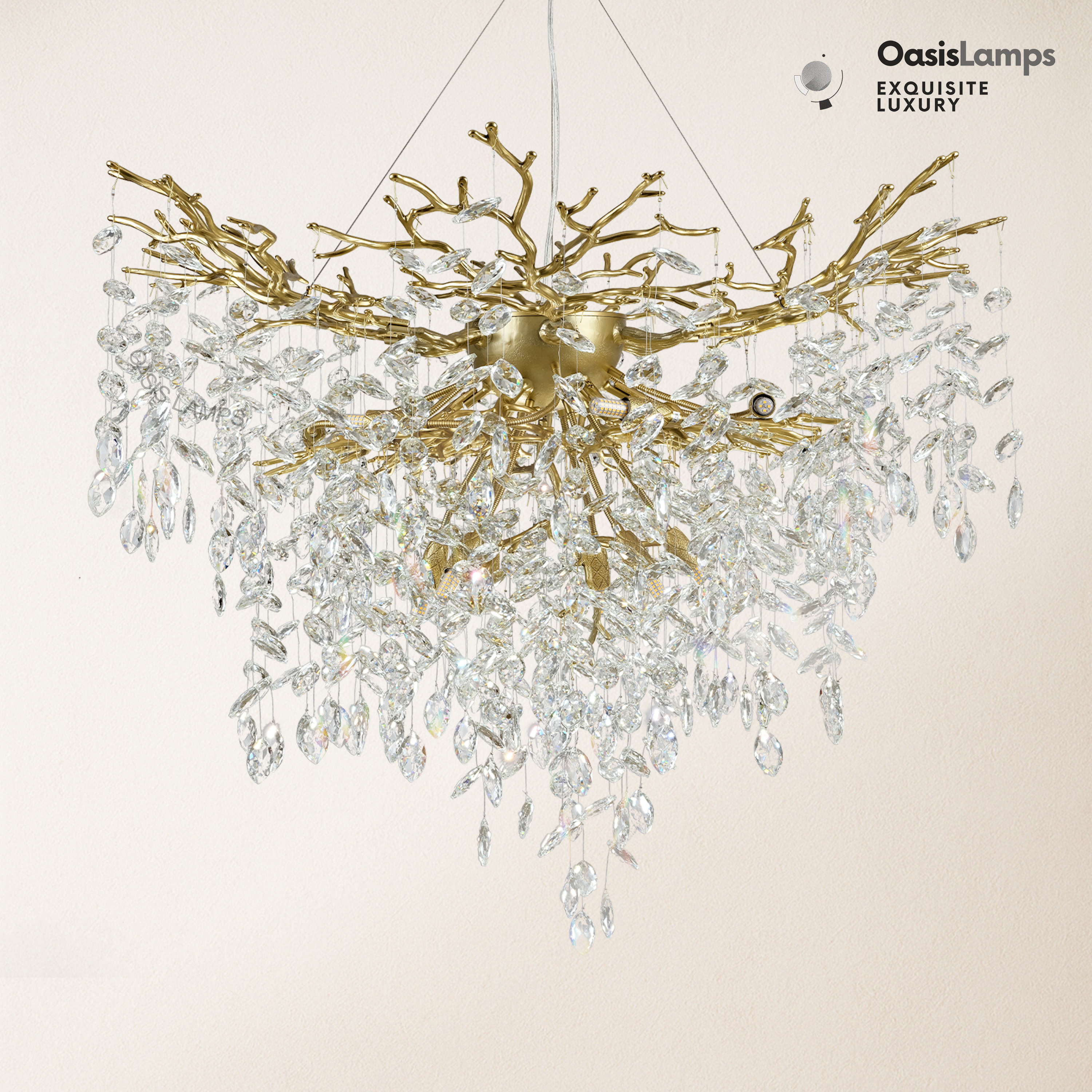 Frostleaf Grand Cascade Branches Chandelier 21'' 24" 32" 40"D#finish_brass,size_40"