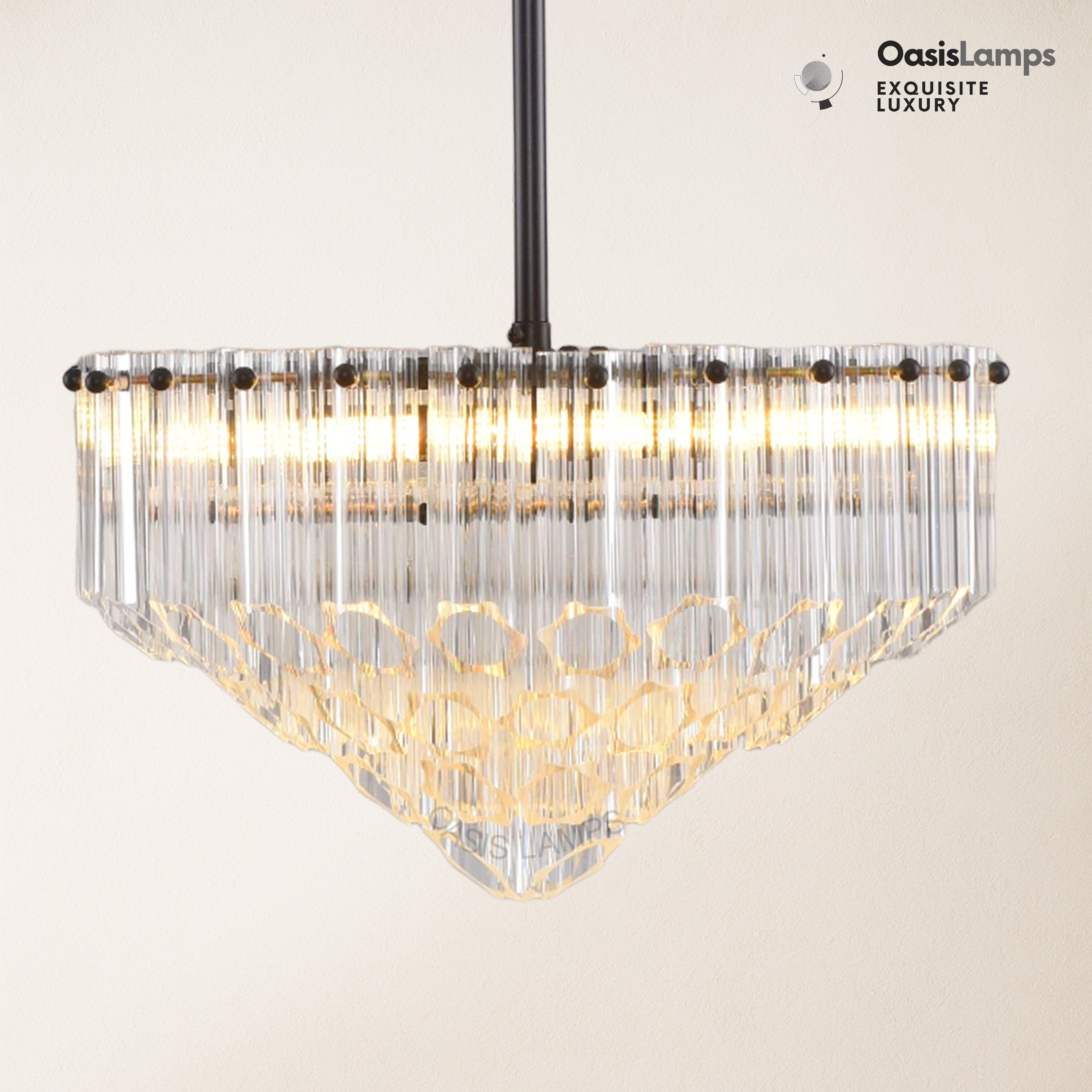 Ethereal Radiance Clear Amber Round Crystal Chandelier 14" 30"D#glass color_clear,size_14in