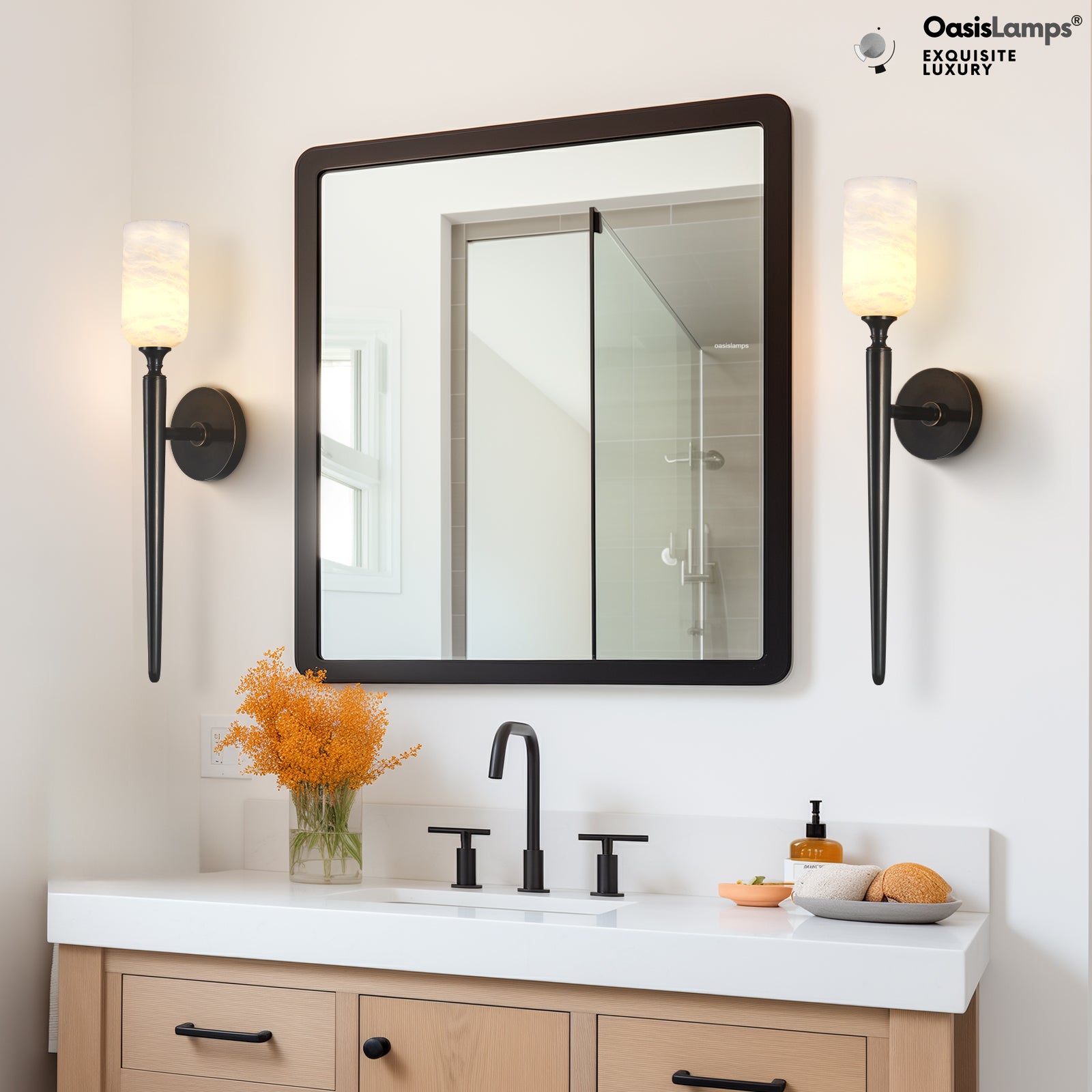 Axis Alabaster 1 Light Wall Sconce 21.6"H#color_bronze