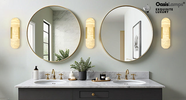 OpalEdge Alabaster Wall Sconces 13.8" 20"H#Color_Brass