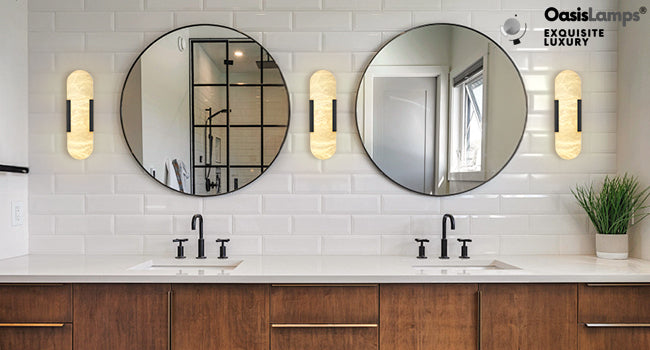 OpalEdge Alabaster Wall Sconces 13.8" 20"H#Color_Black
