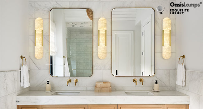 OpalEdge Alabaster Wall Sconces 13.8" 20"H#Color_Brass