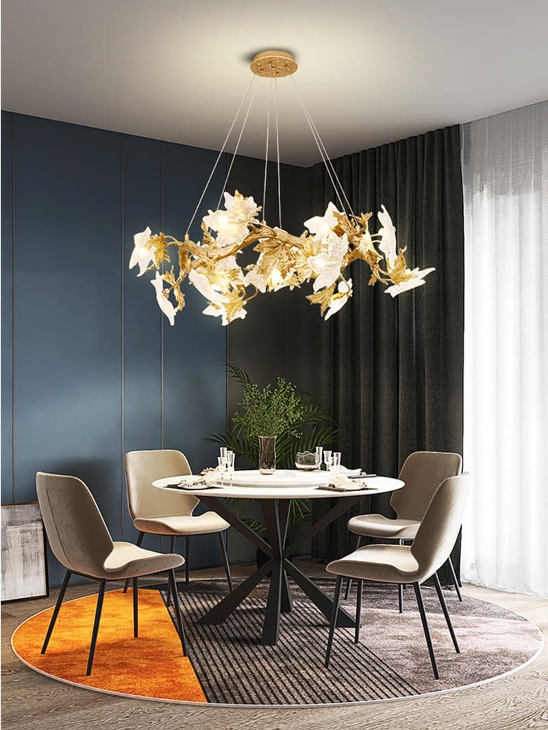Branch Brass Maple Leaf Branch Crystal Chandelier