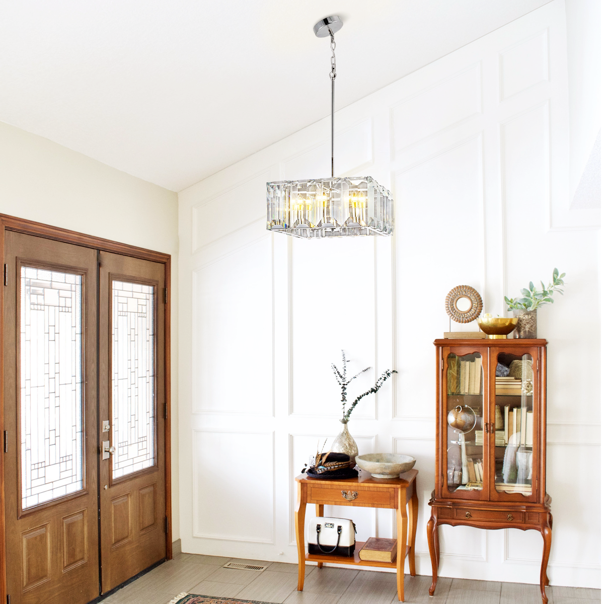 Tundra Cube Square Crystal 24" Chandelier
