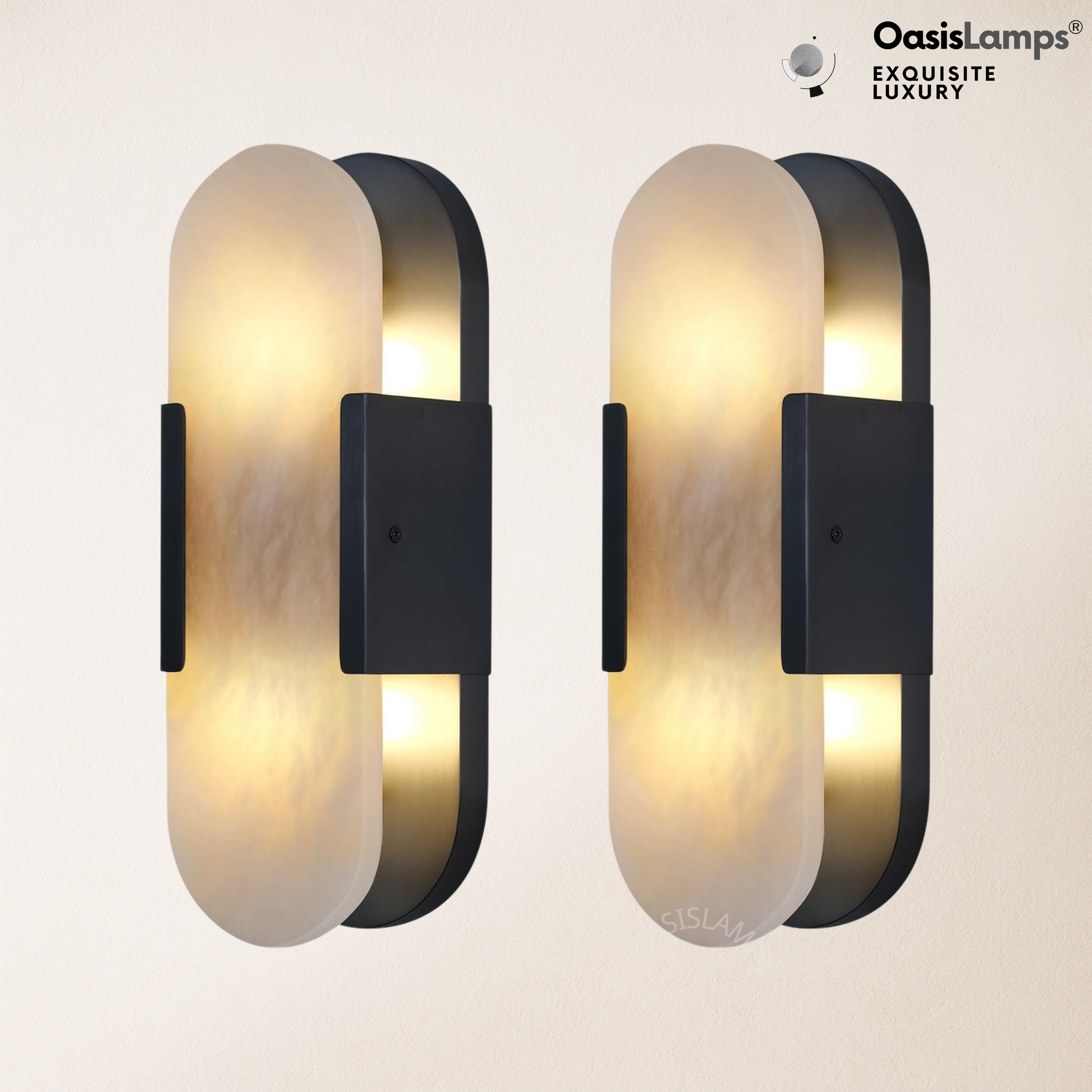 OpalEdge Oval Alabaster Wall Sconces 13.8" 19.7"H#Color_bronze,size_13.8" H-2 Pack