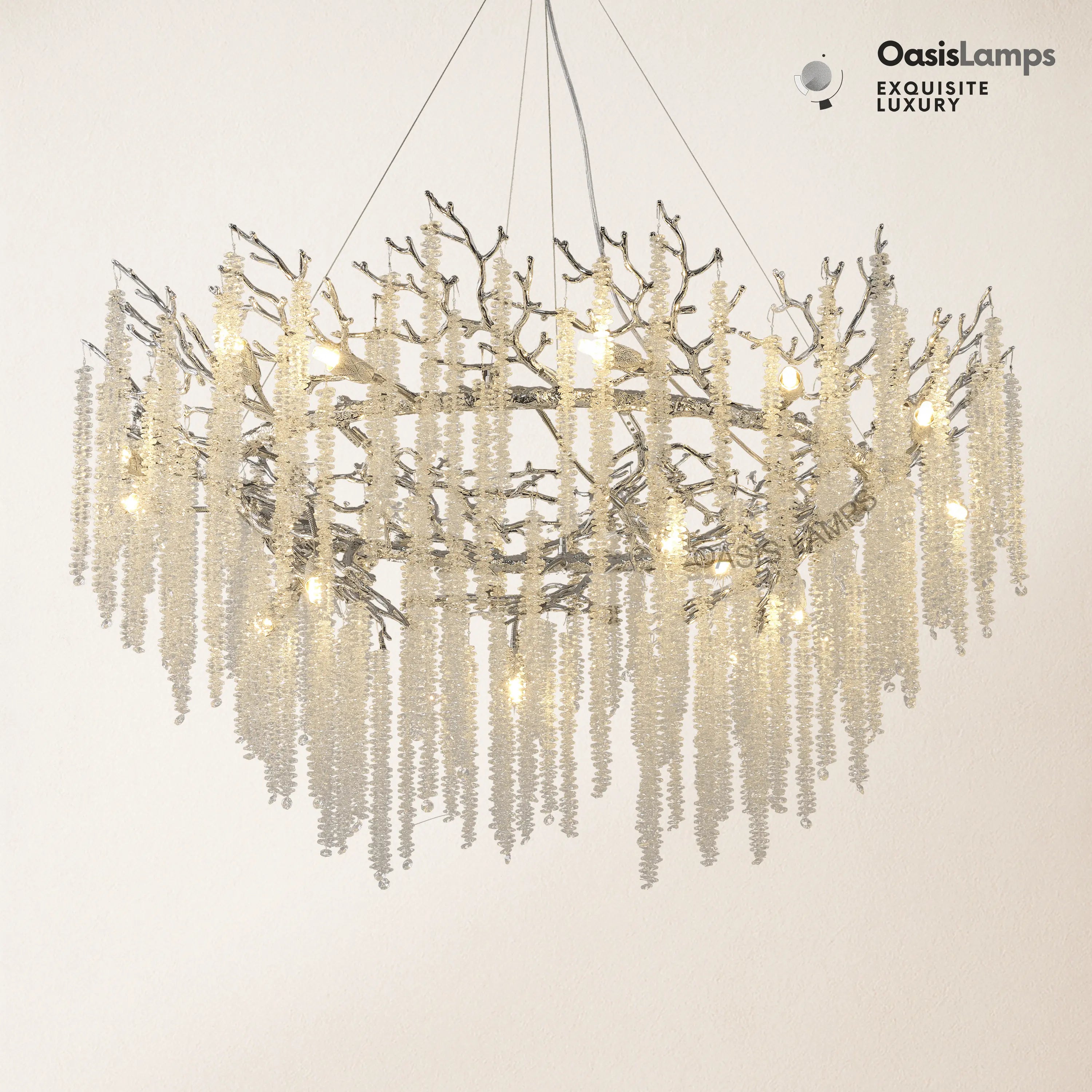 Snow Tree Branch Chandelier 47''D#Color_silver