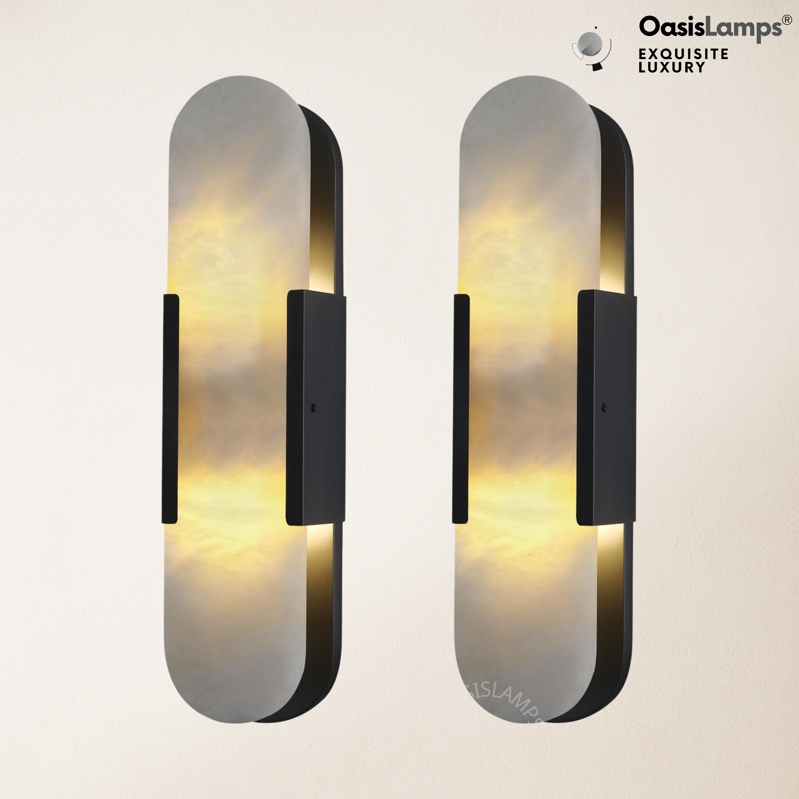 OpalEdge Oval Alabaster Wall Sconces 13.8" 19.7"H#Color_bronze,size_19.7" H-2 Pack