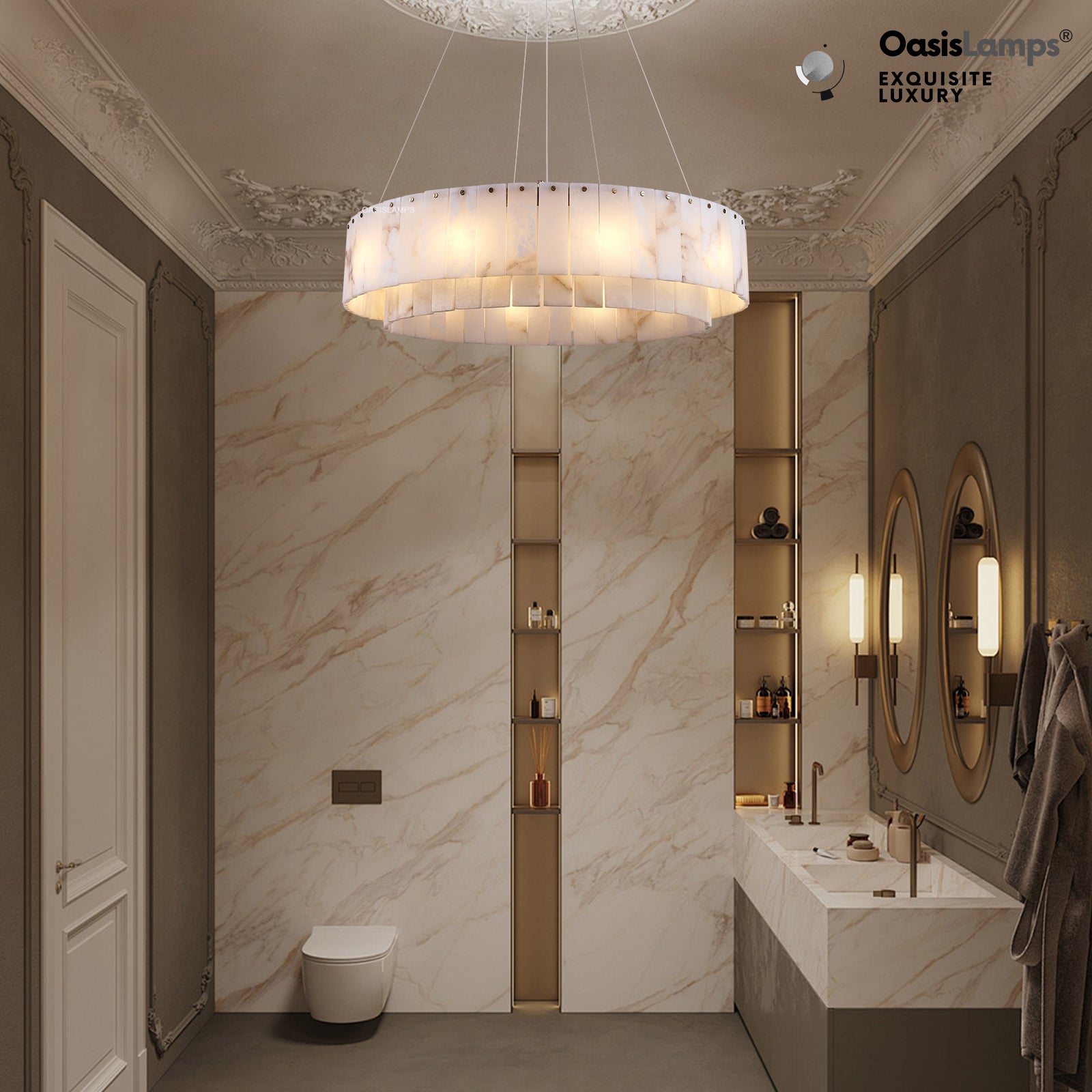 Sawyer Alabaster Round Chandelier 31.5''