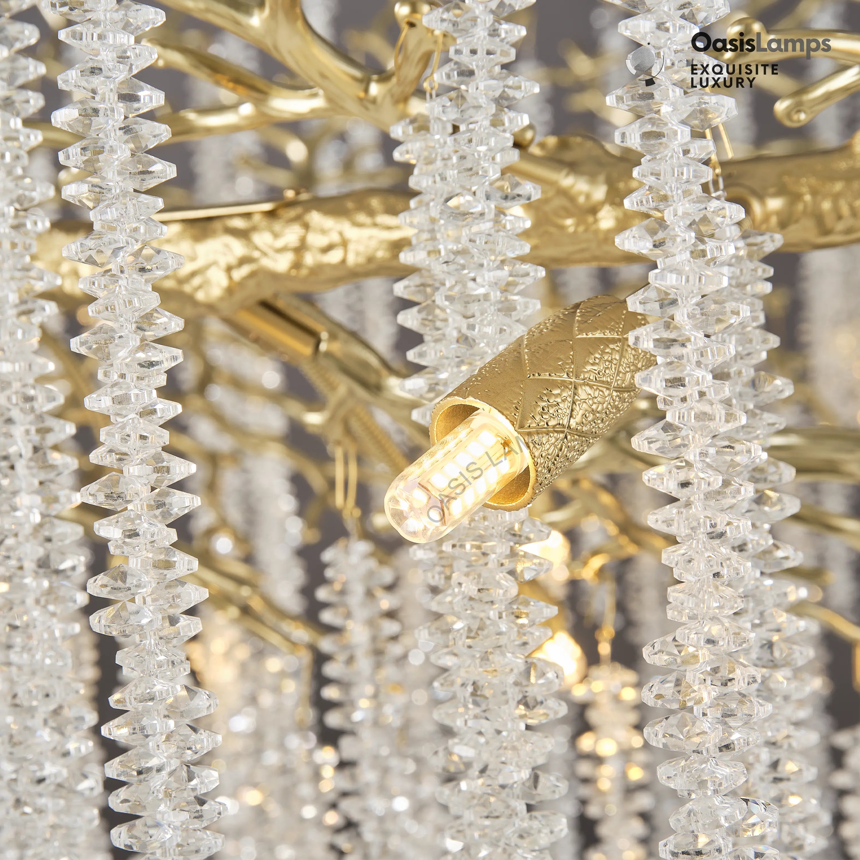 Snow Tree Branches Linear Chandelier 55''L#Color_Brass