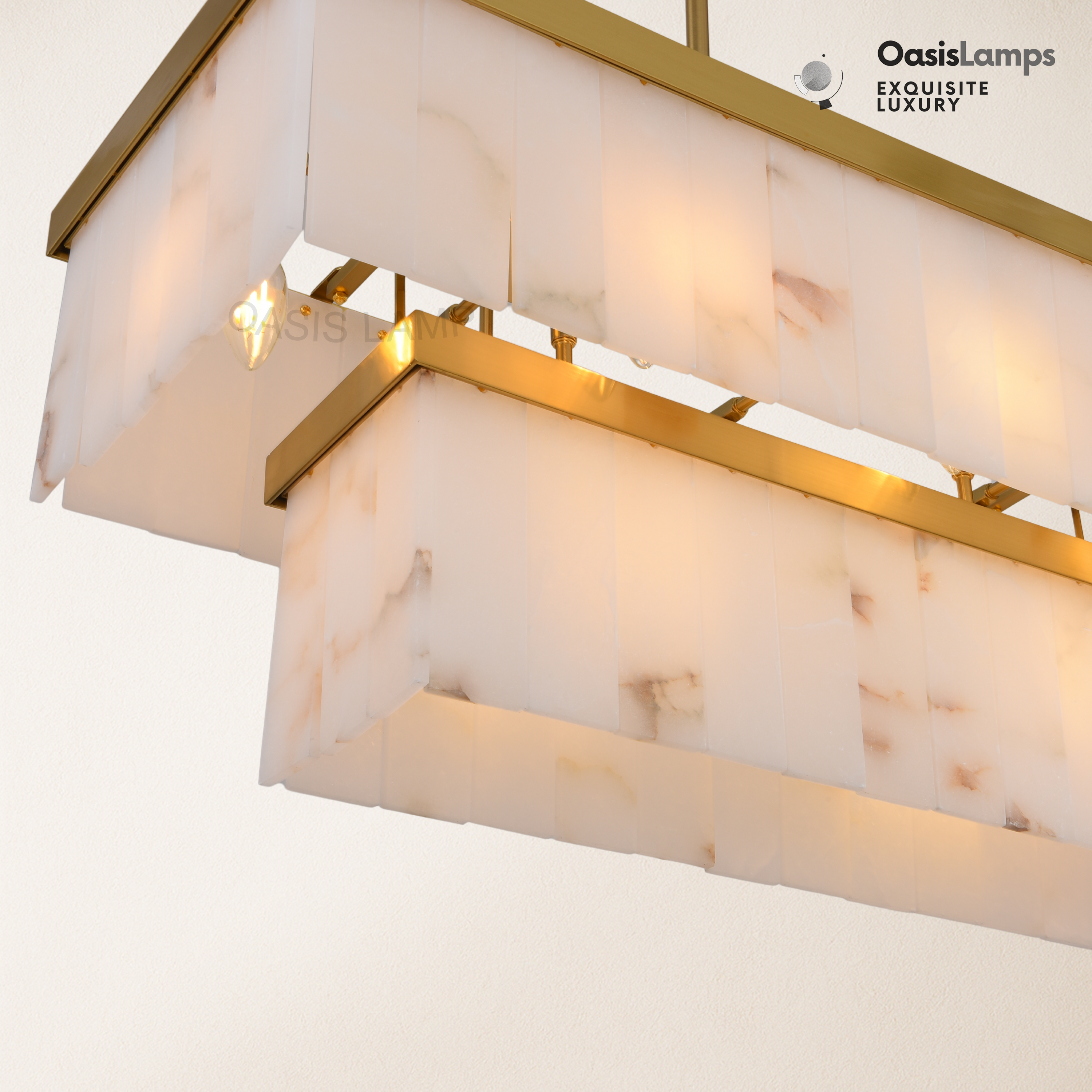 Solmare Alabaster Rectangular Chandelier 54"