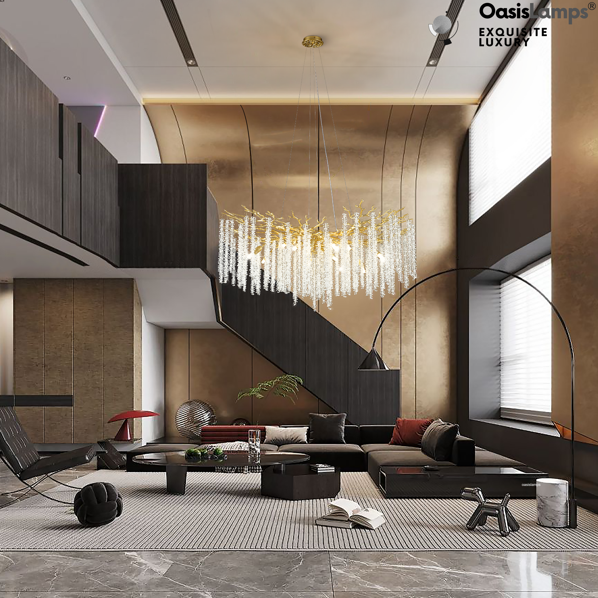 Snow Tree Branch Crystal Chandelier 30" 40"D#color_brass,size_40"