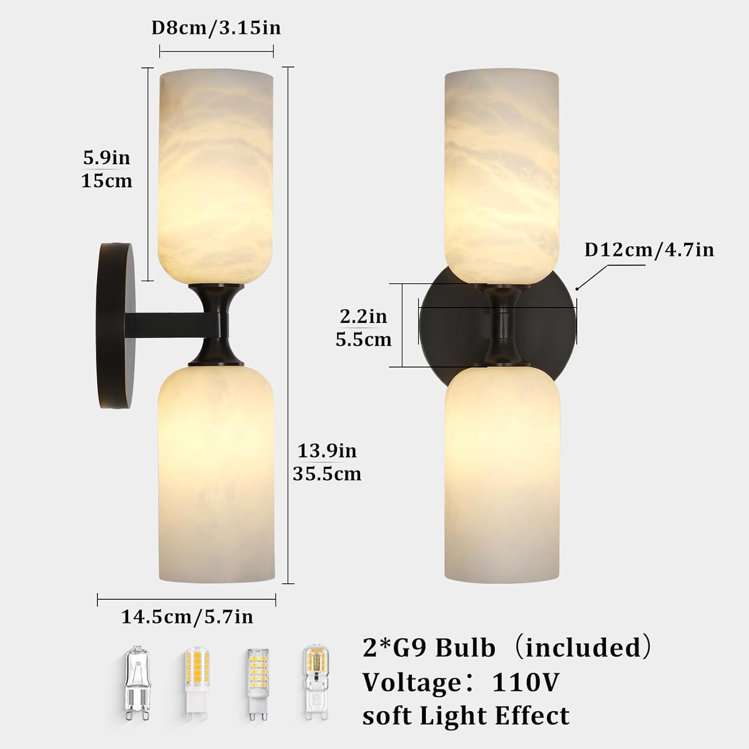 Axis Alabaster Wall Sconce 13.9"#color_black