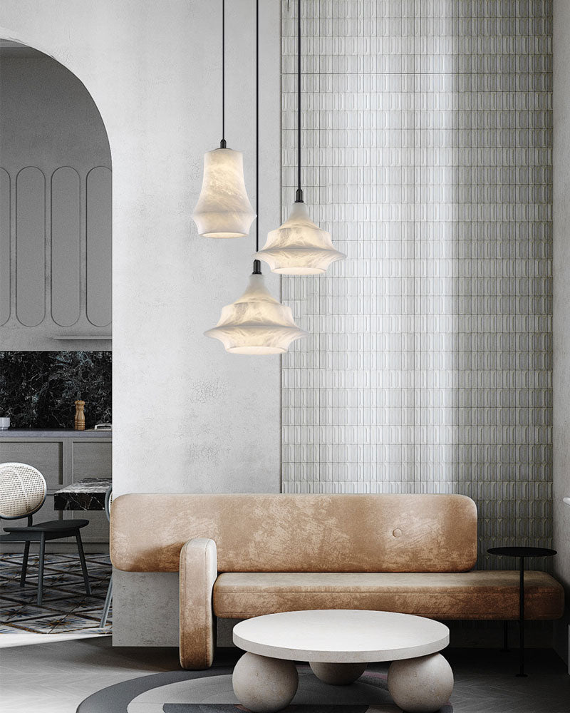 Bloom Alabaster CascadeBell Pendant1-light White Alabaster Ceiling Pendant Lamp for dining room, living room, bedroom