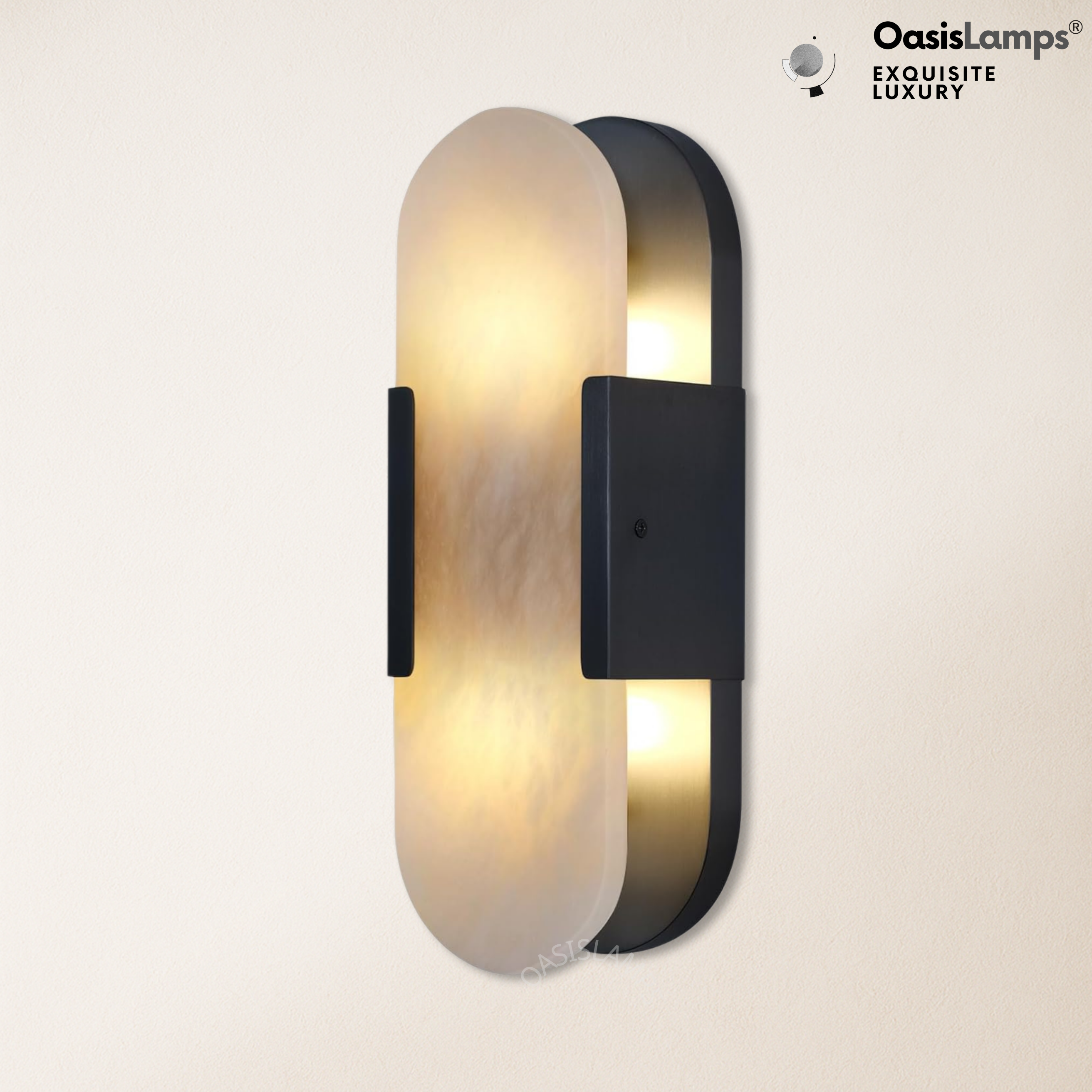 OpalEdge Oval Alabaster Wall Sconces 13.8" 19.7"H#Color_bronze,size_13.8" H-1 Pack