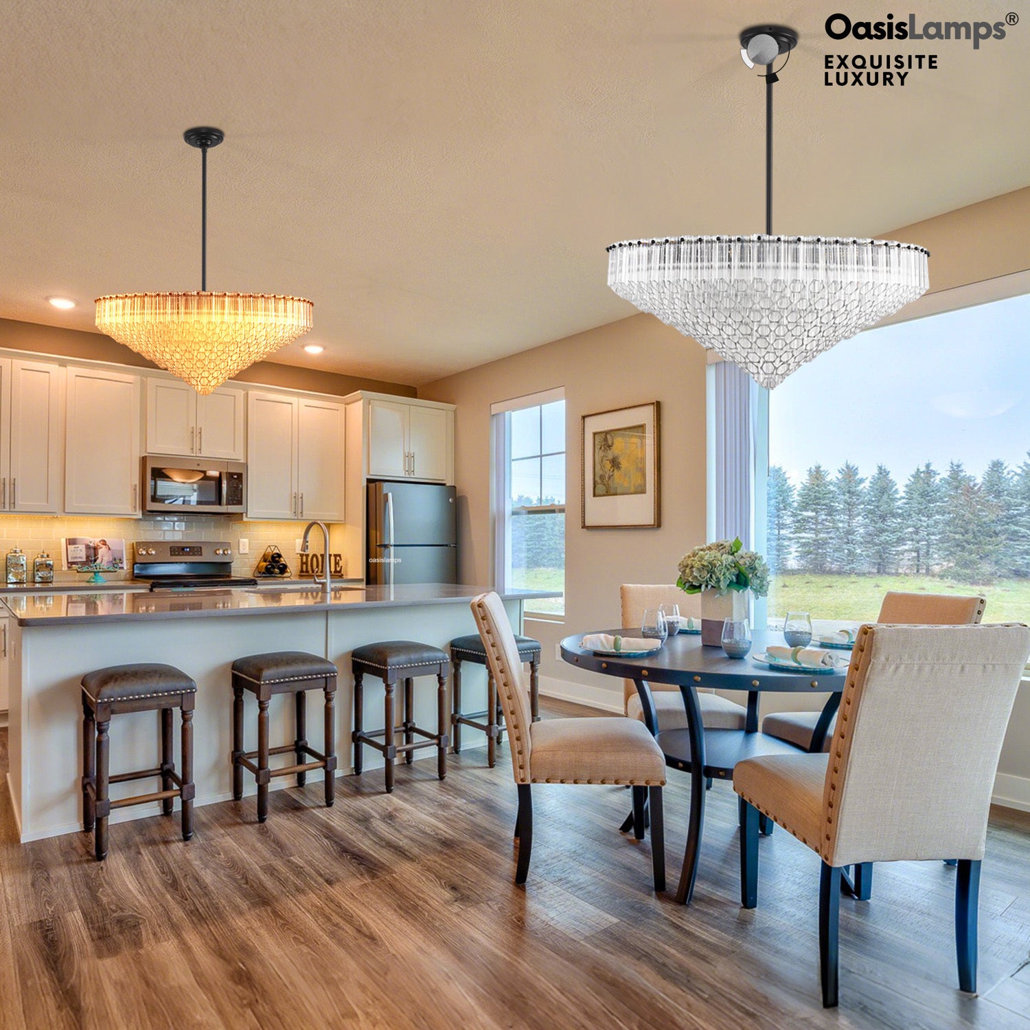 Ethereal Radiance Clear Amber Round Crystal Chandelier 14" 30"D#glass color_clear,size_30in