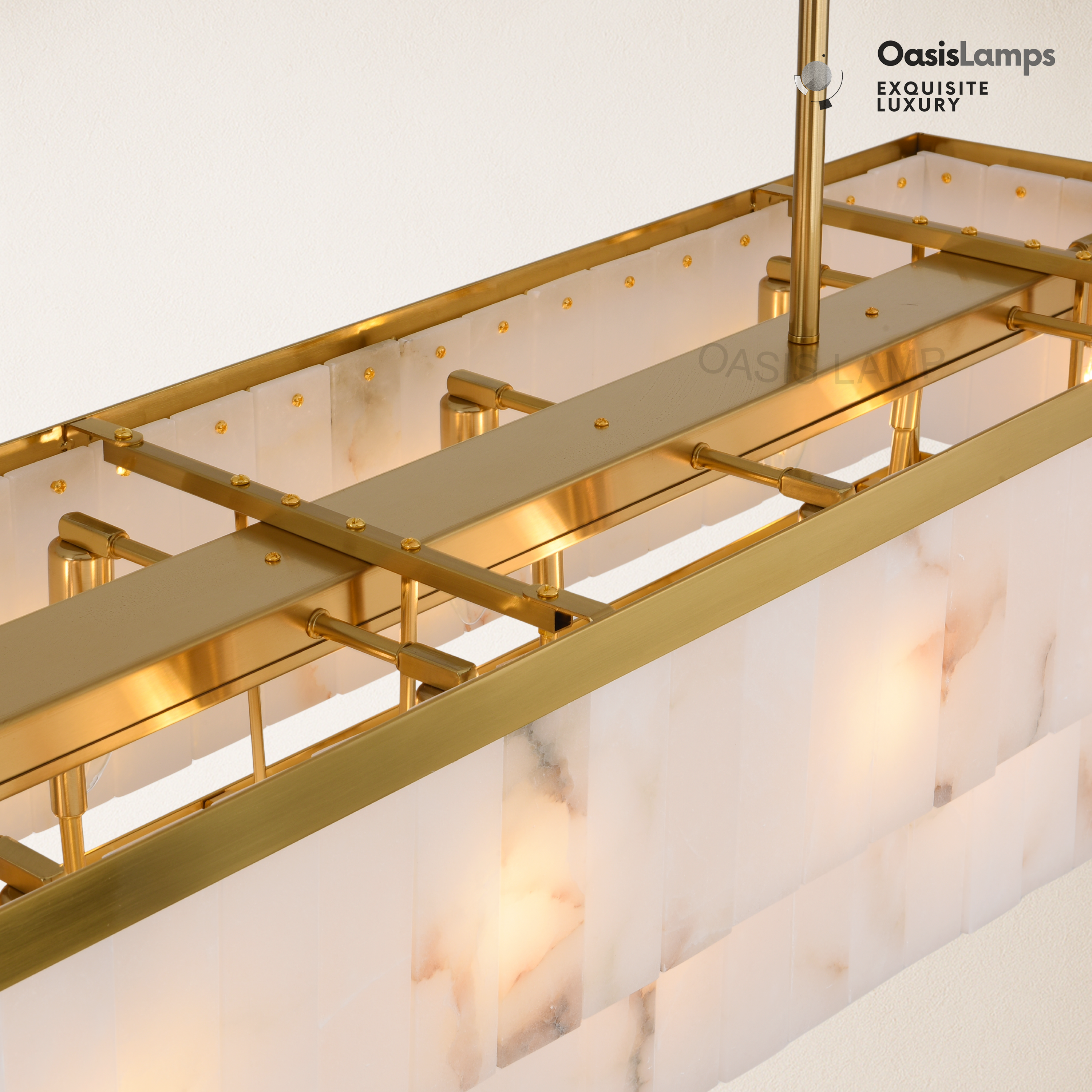 Solmare Alabaster Rectangular Chandelier 54"