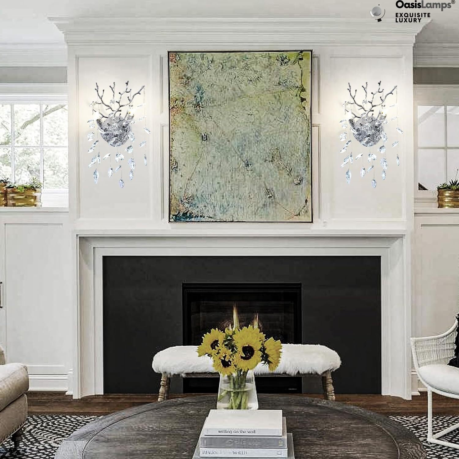 Frostleaf Crystal Gold/Silver Wall Sconce 10"H#Color_Silver