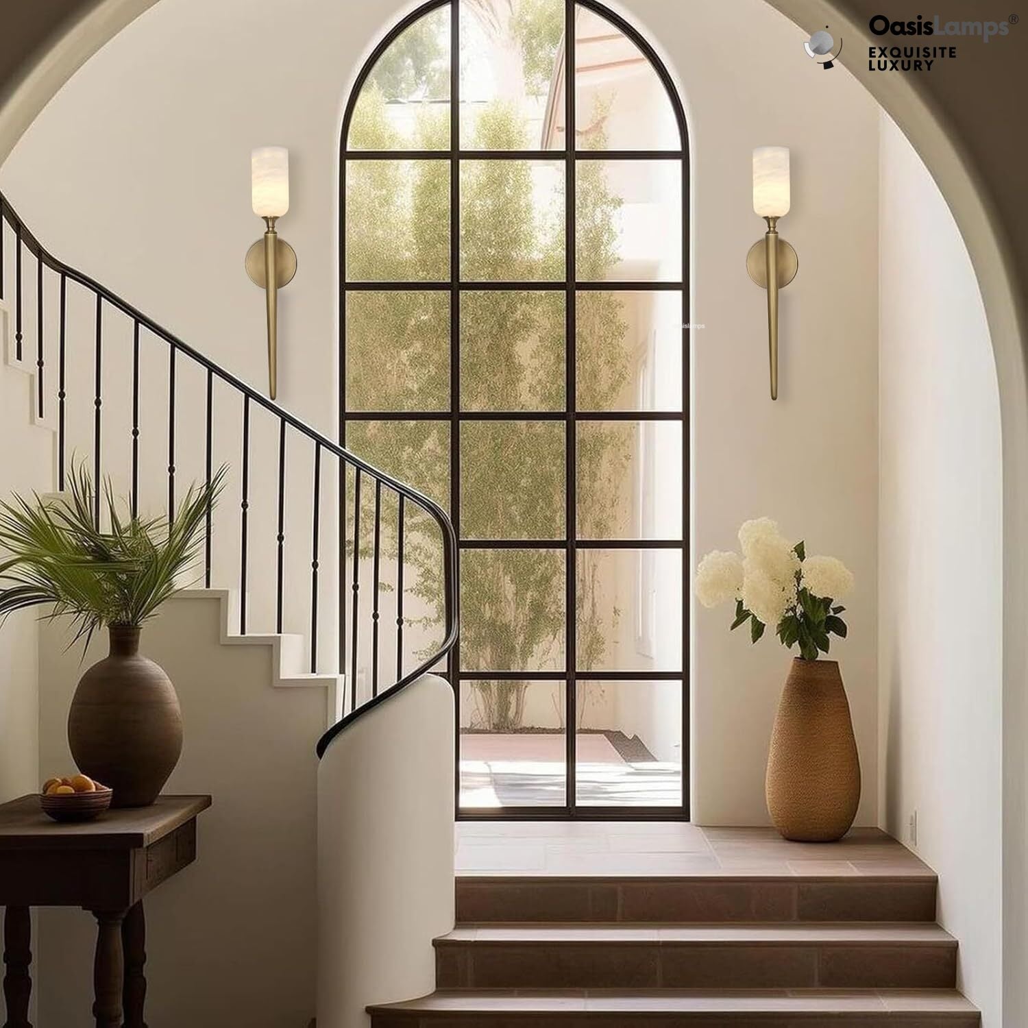 Axis Alabaster 1 Light Wall Sconce 21.6"H#color_brass