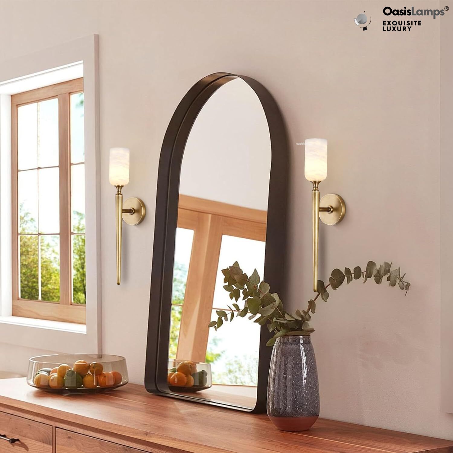 Axis Alabaster 1 Light Wall Sconce 21.6"H#color_brass