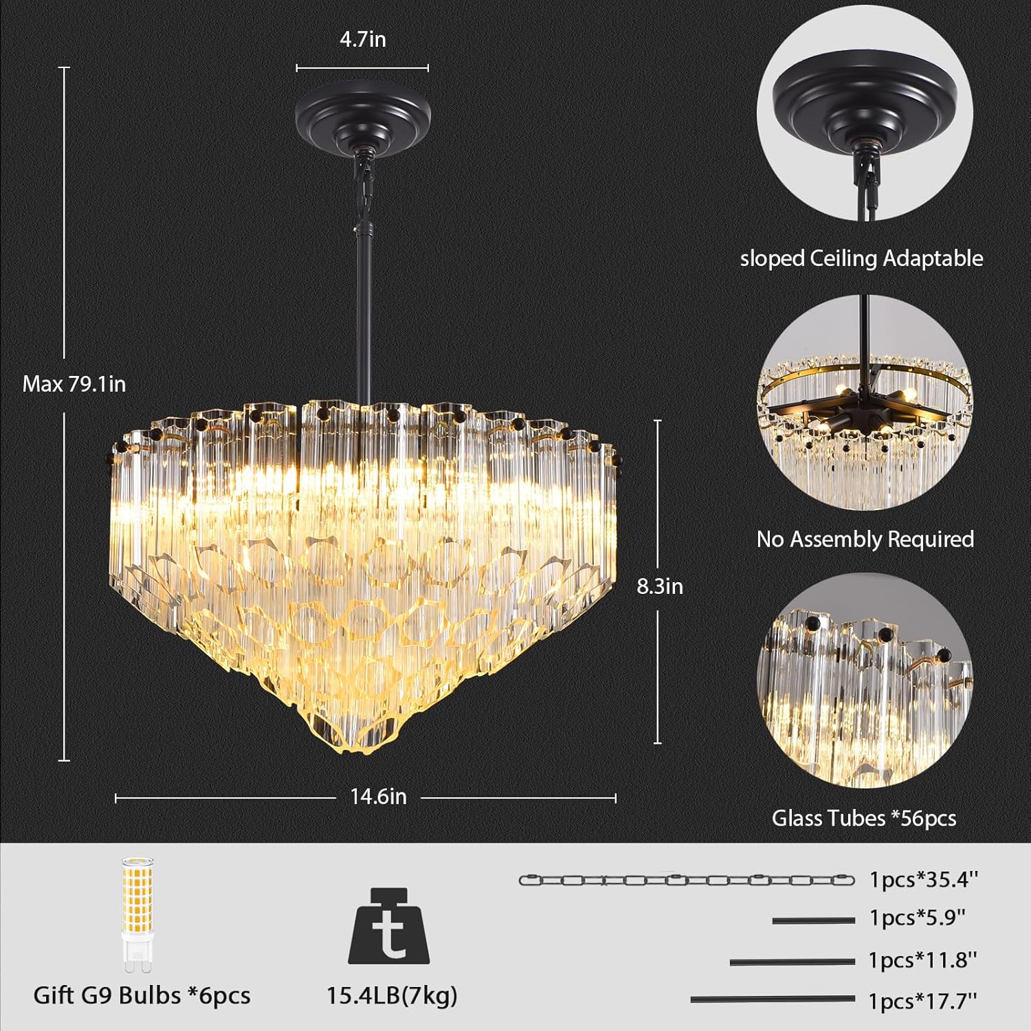Ethereal Radiance Clear Amber Round Crystal Chandelier 14" 30"D#glass color_clear,size_14in