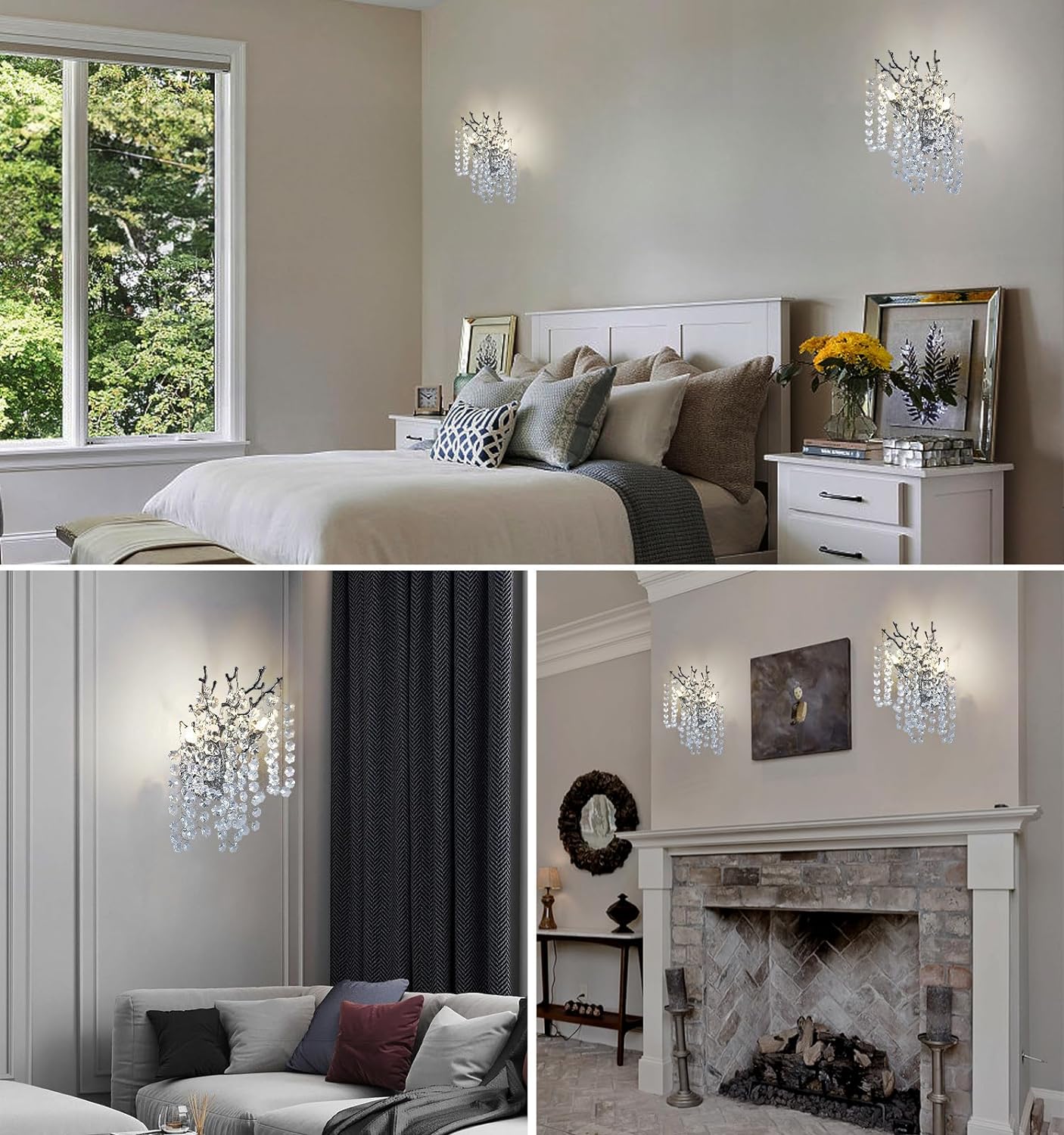 Lustre Branches Crystal Wall Sconce 10"W