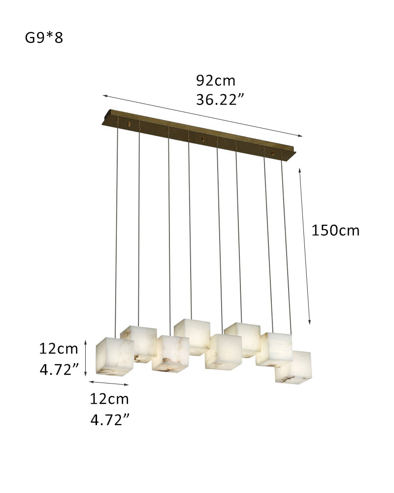 25-light plus pendant lighting in white Spanish marble mini–Cube for foyer, hotel, villa