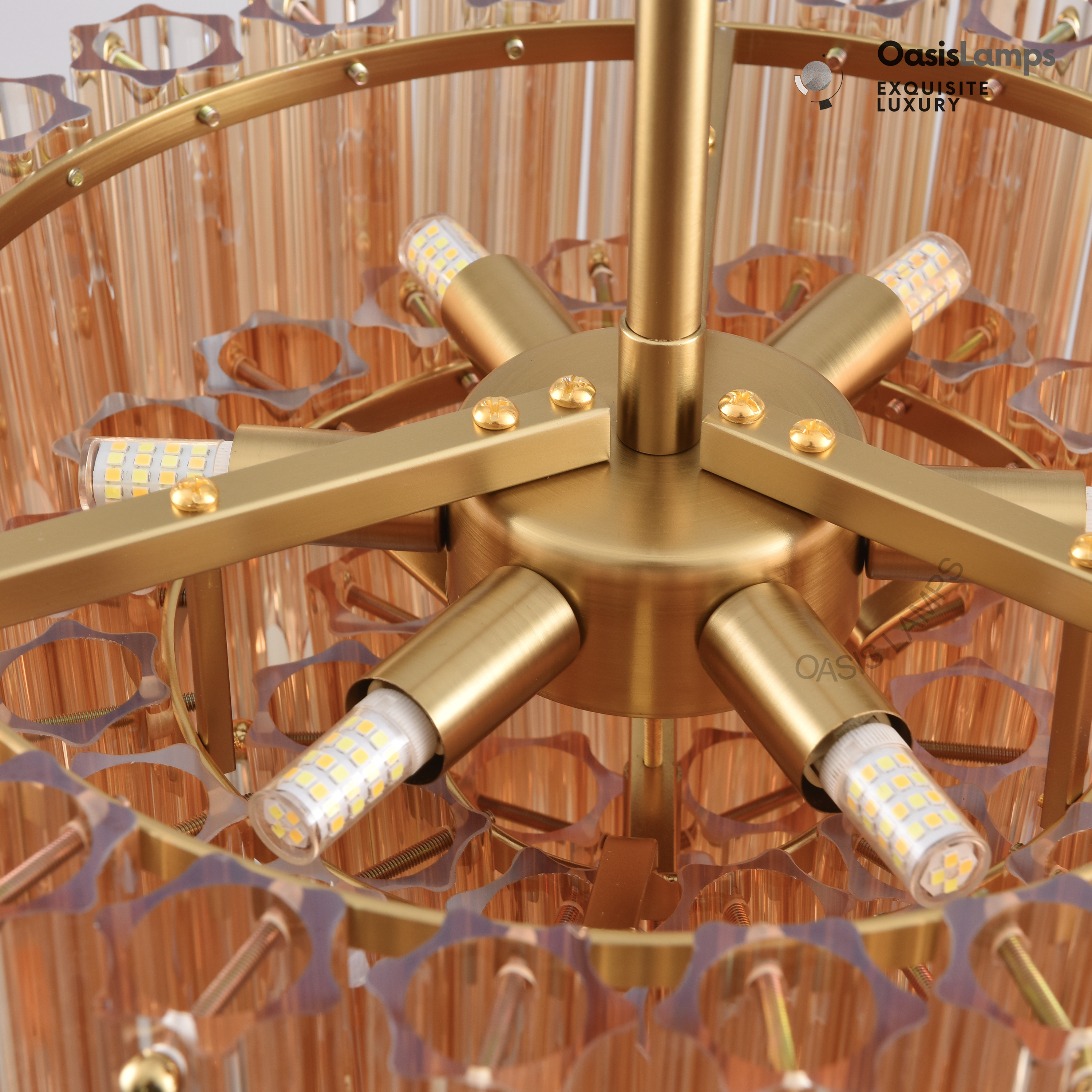 Ethereal Radiance Clear Amber Round Crystal Chandelier 14" 30"D#glass color_amber,size_14in