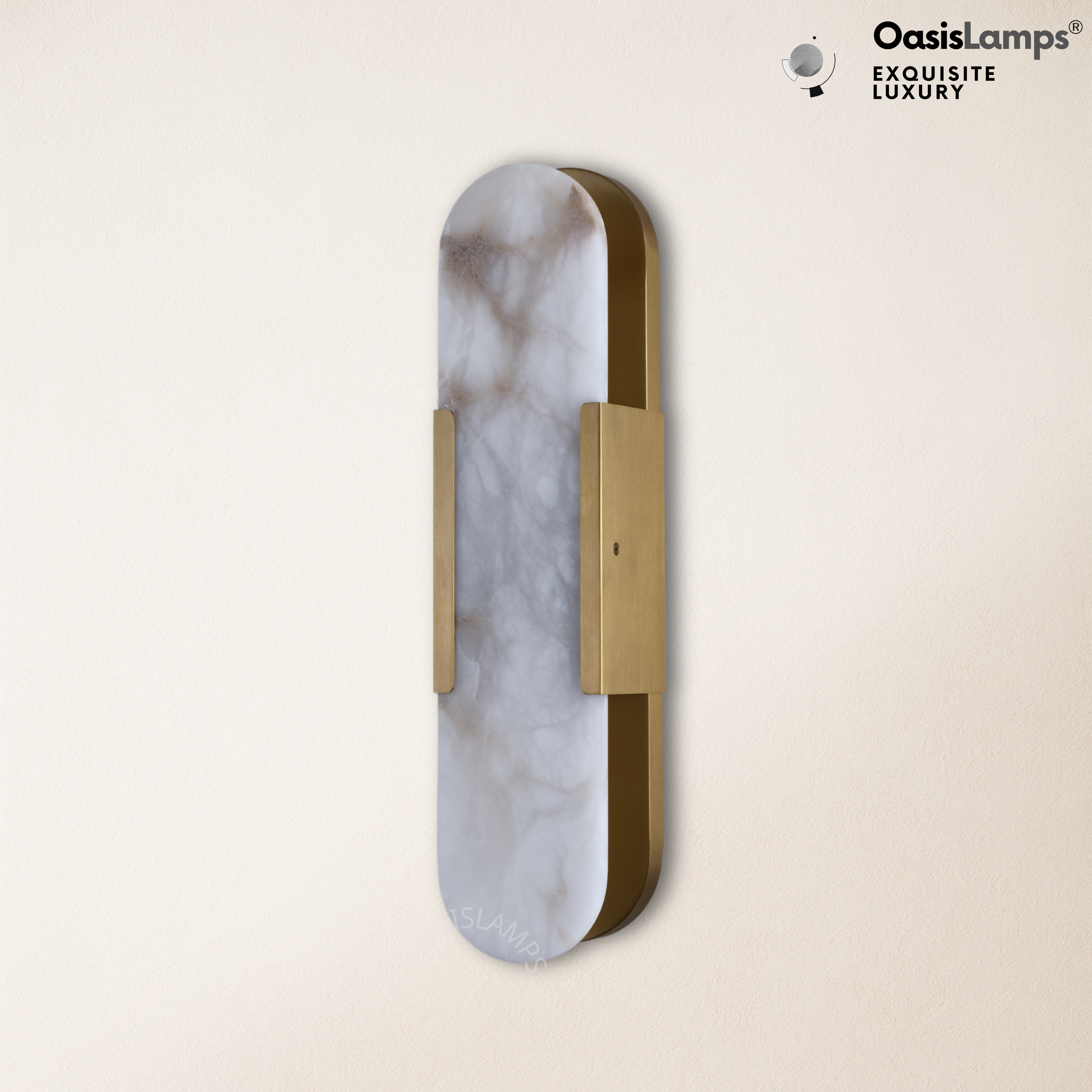 OpalEdge Oval Alabaster Wall Sconces 13.8" 19.7"H#Color_Brass,size_19.7" H-1 Pack