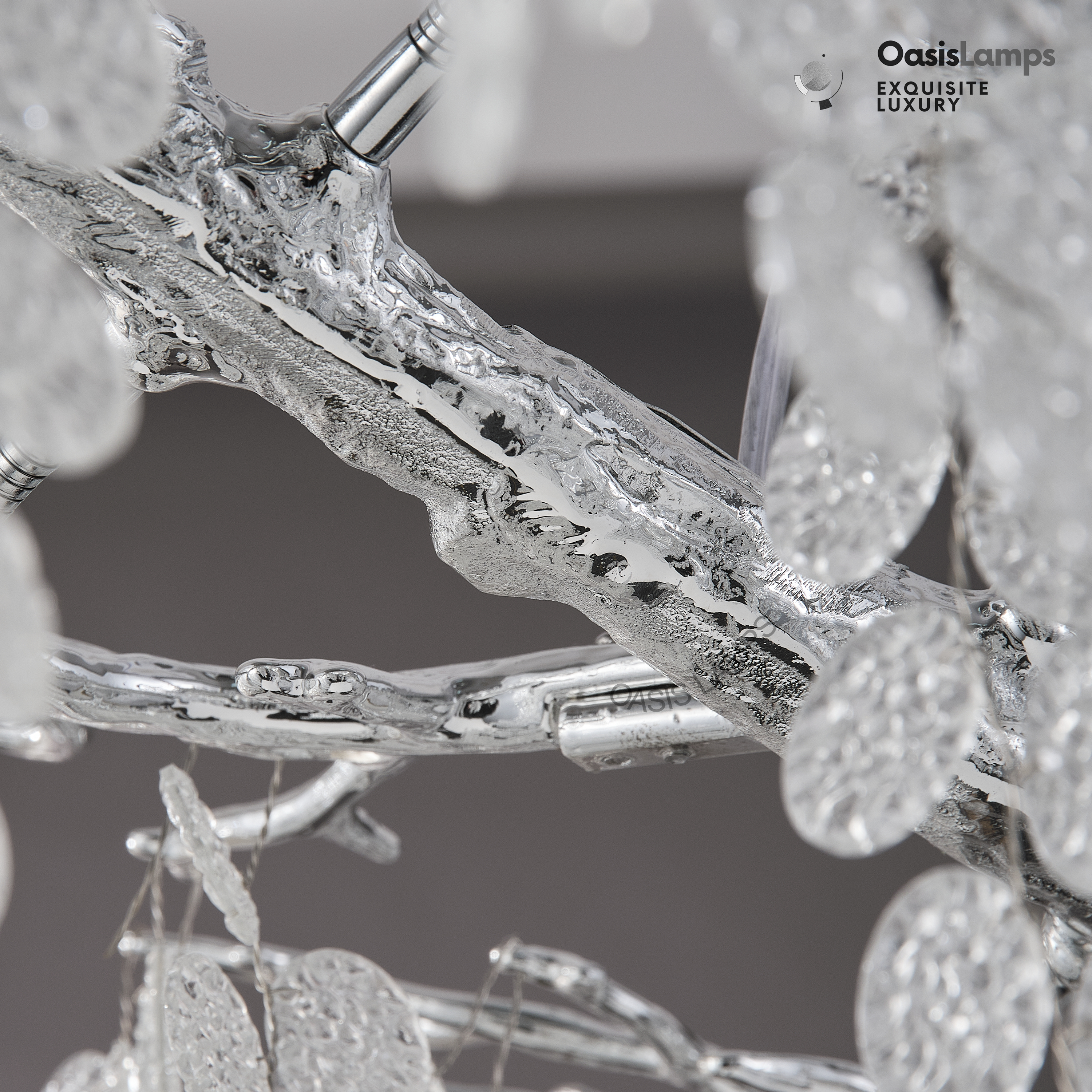 Shiro Noda Crystal Tree Branch Linear Chandelier 72"#Color_Silver,Size_L-72in