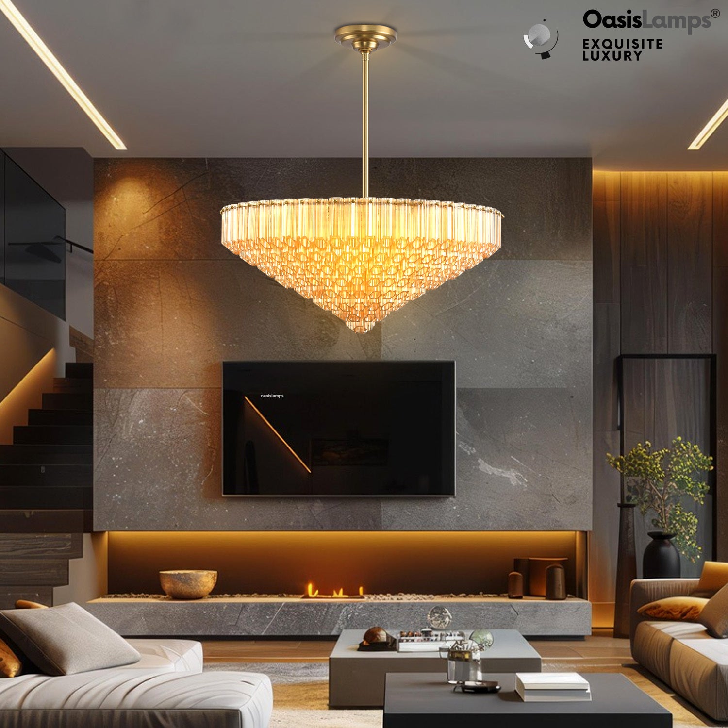 Ethereal Radiance Clear Amber Round Crystal Chandelier 14" 30"D#glass color_amber,size_30in