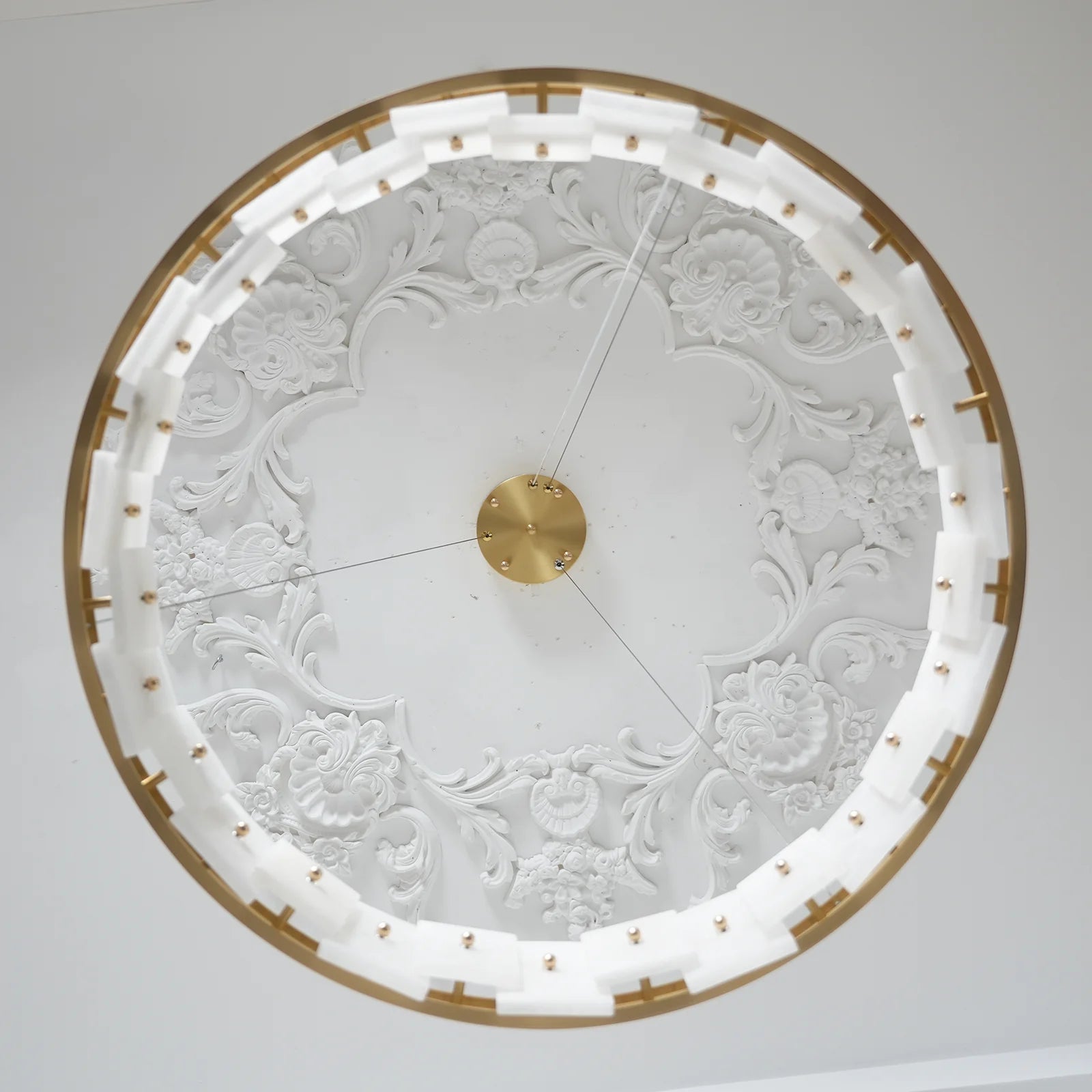 Swang Alabaster Halo Flake Brass Chandelier