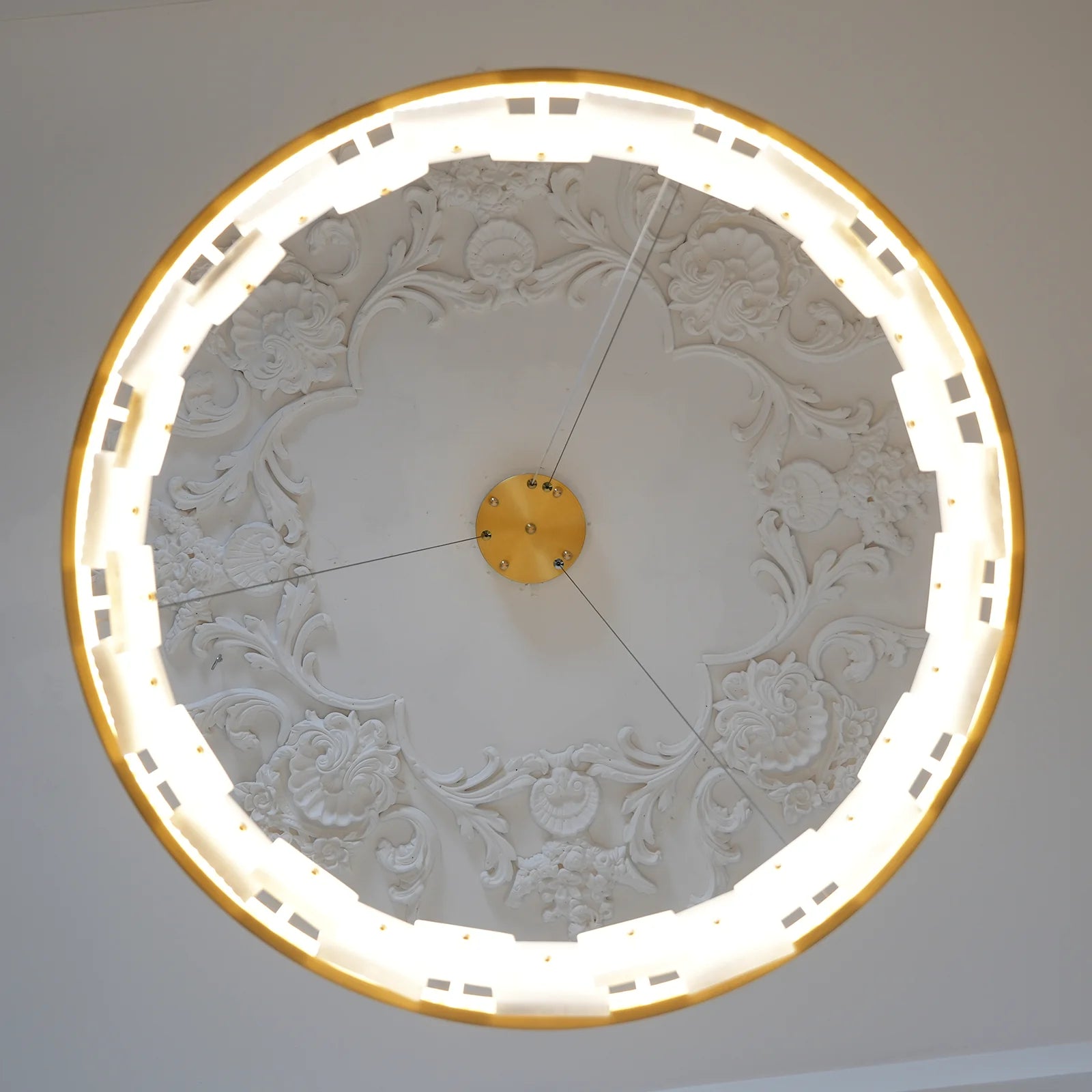 Swang Alabaster Halo Flake Brass Chandelier