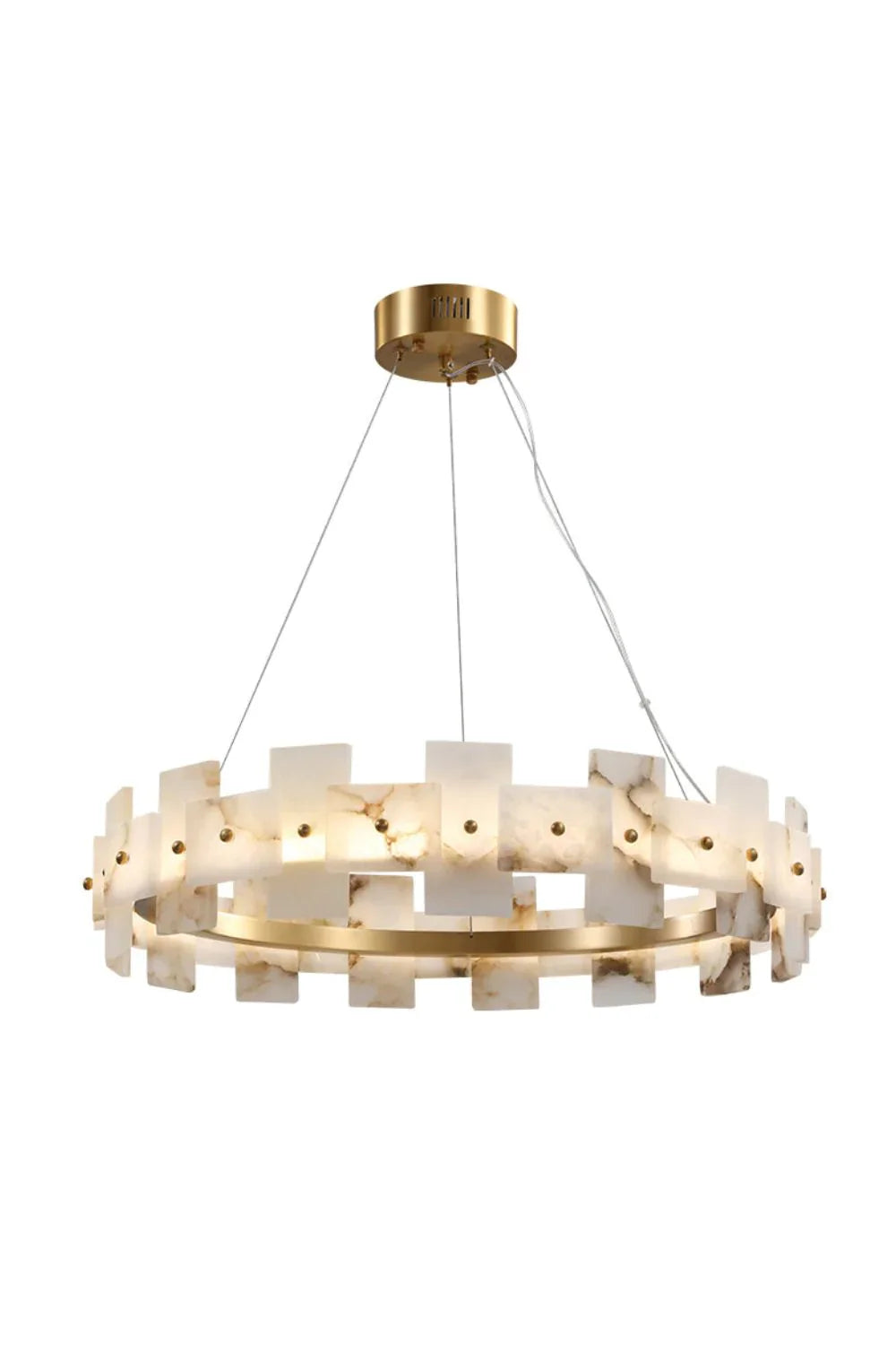Swang Alabaster Halo Flake Brass Chandelier