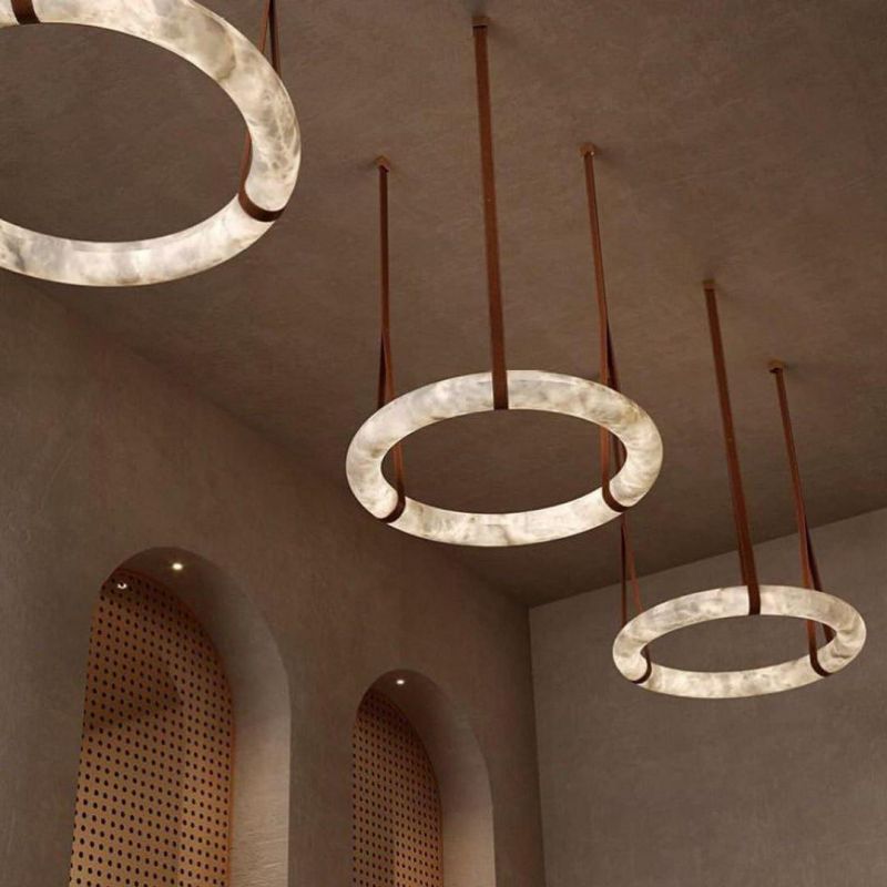 Marika Alabaster Oslo Round Art Chandelier