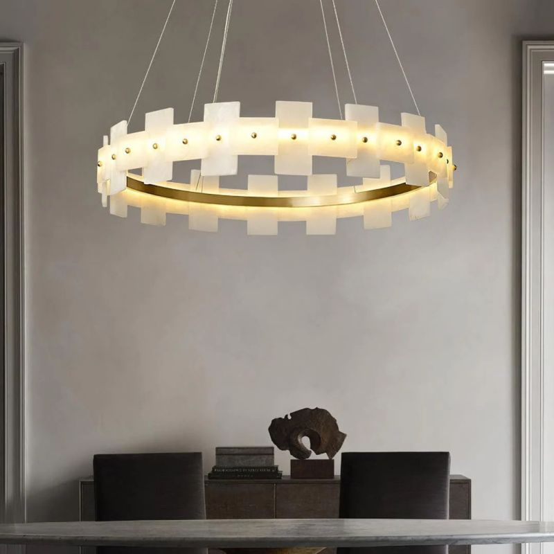 Swang Alabaster Halo Flake Chandelier