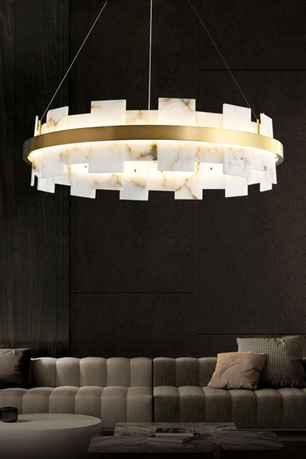 Swang Alabaster Halo Flake Chandelier