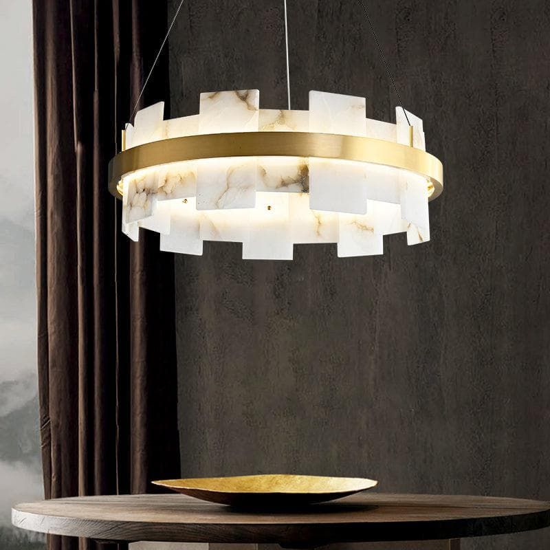 Swang Alabaster Halo Flake Chandelier
