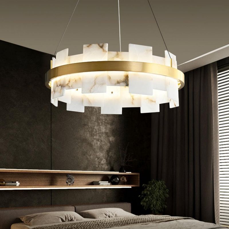Swang Alabaster Halo Flake Chandelier
