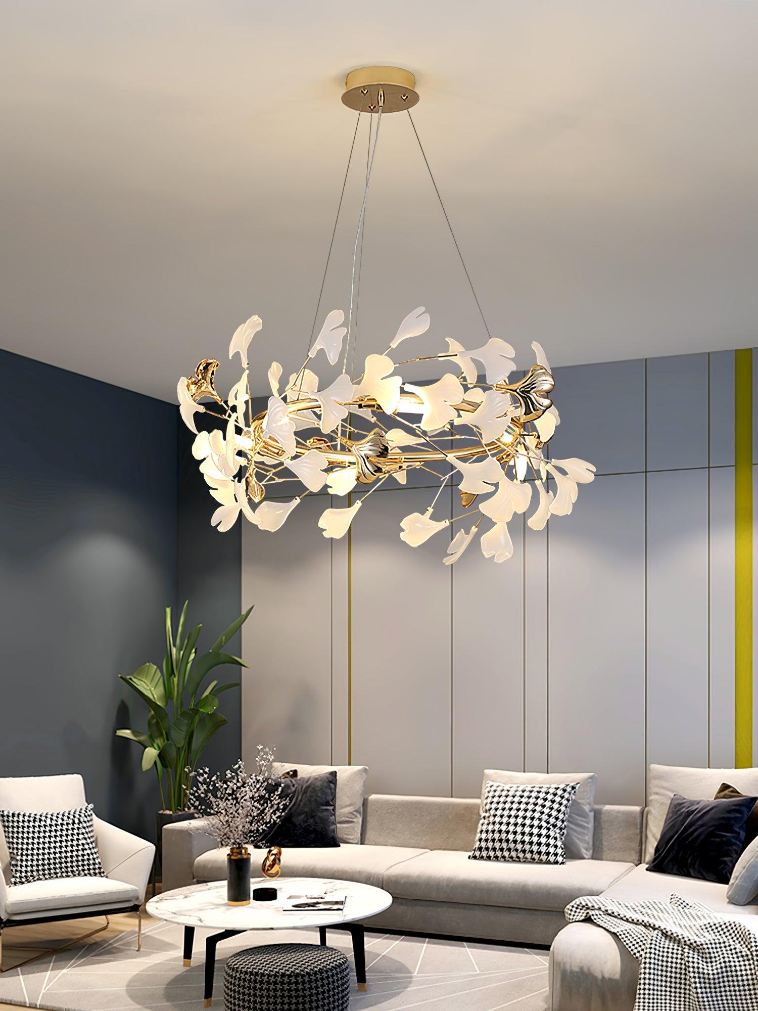 Twilight Branches Ceramic Gingko Chandelier T