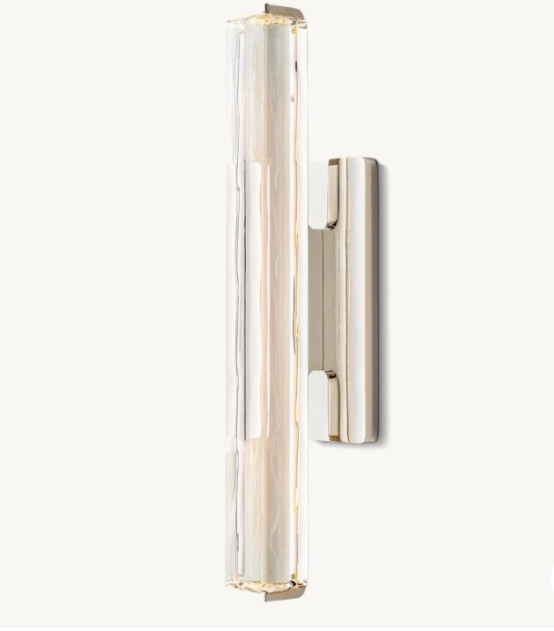 Audubon Crystal Single Sconce - Polished Nickel 19"