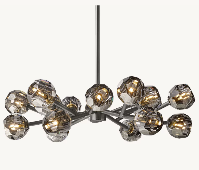 Boule De Cristal Smoke Glass Round Chandelier 36- Bronze
