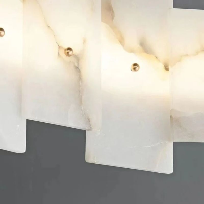 Swang Alabaster Flake Modern Round Chandelier