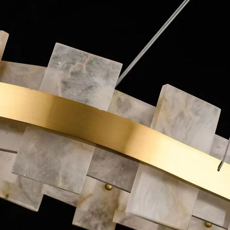 Swang Alabaster Flake Modern Round Chandelier