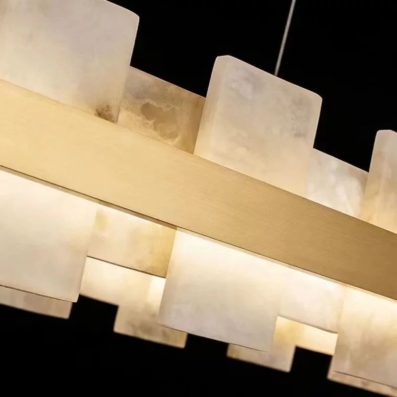 Swang Alabaster Flake Modern Round Chandelier