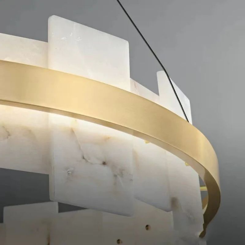Swang Alabaster Flake Modern Round Chandelier